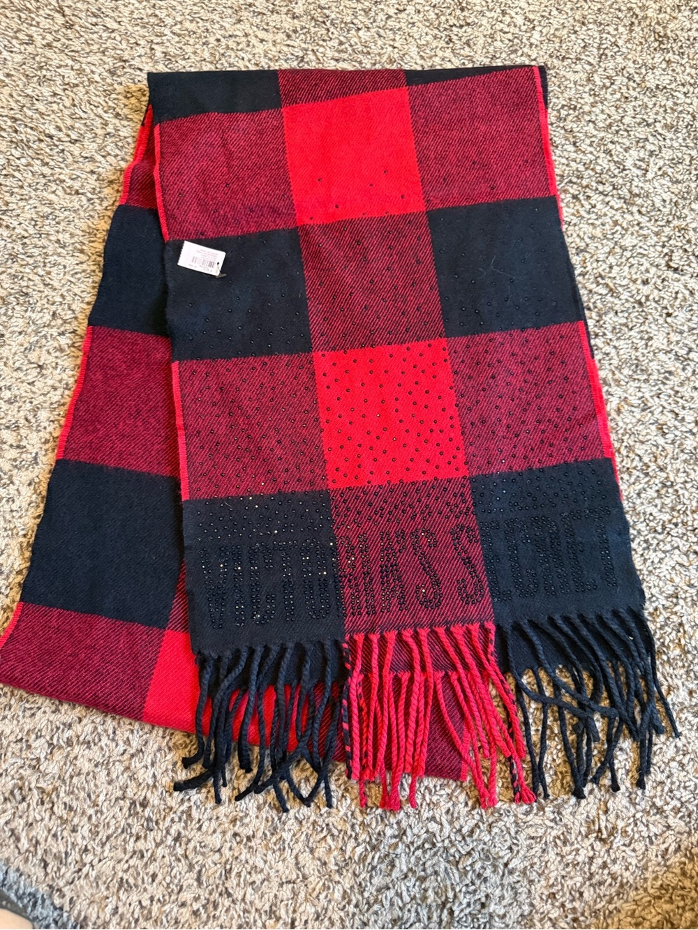 NET Victoria's Rhinestoned Buffalo Plaid Scarf